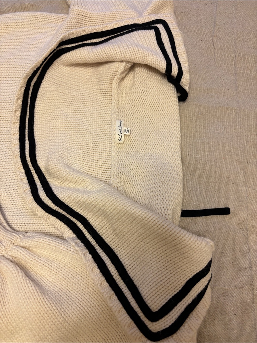 For Love & Lemons Marina Cream Knit Sailor Cardigan with Black Trim XS - Picture 15 of 15